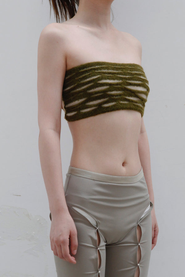 RUI animal print tube top RAW23KN02 khaki green & beige + oatmeal